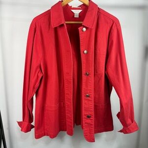 CJ Banks Red Button-Up Denim Style Jacket- Size 1X